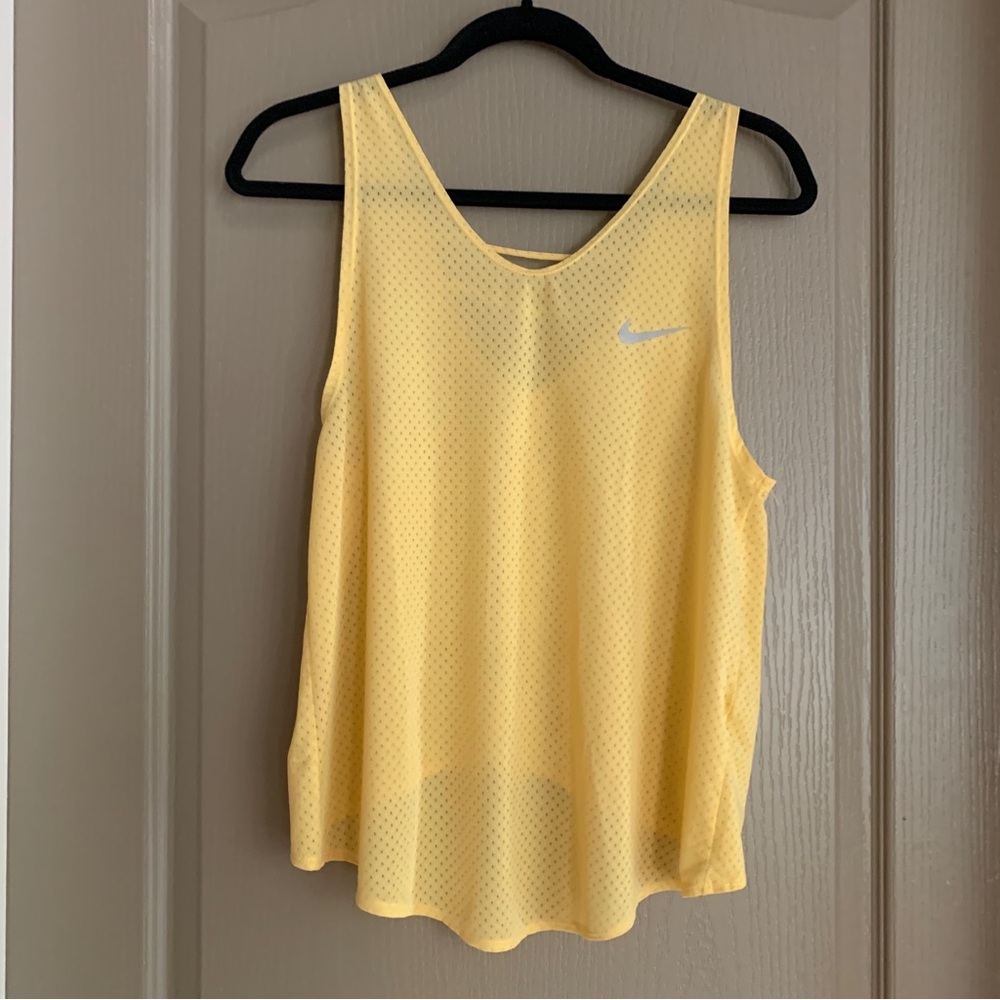 Nike Yellow Dri-FIT Mesh Tank Top - Lightweight Athleisure Staple